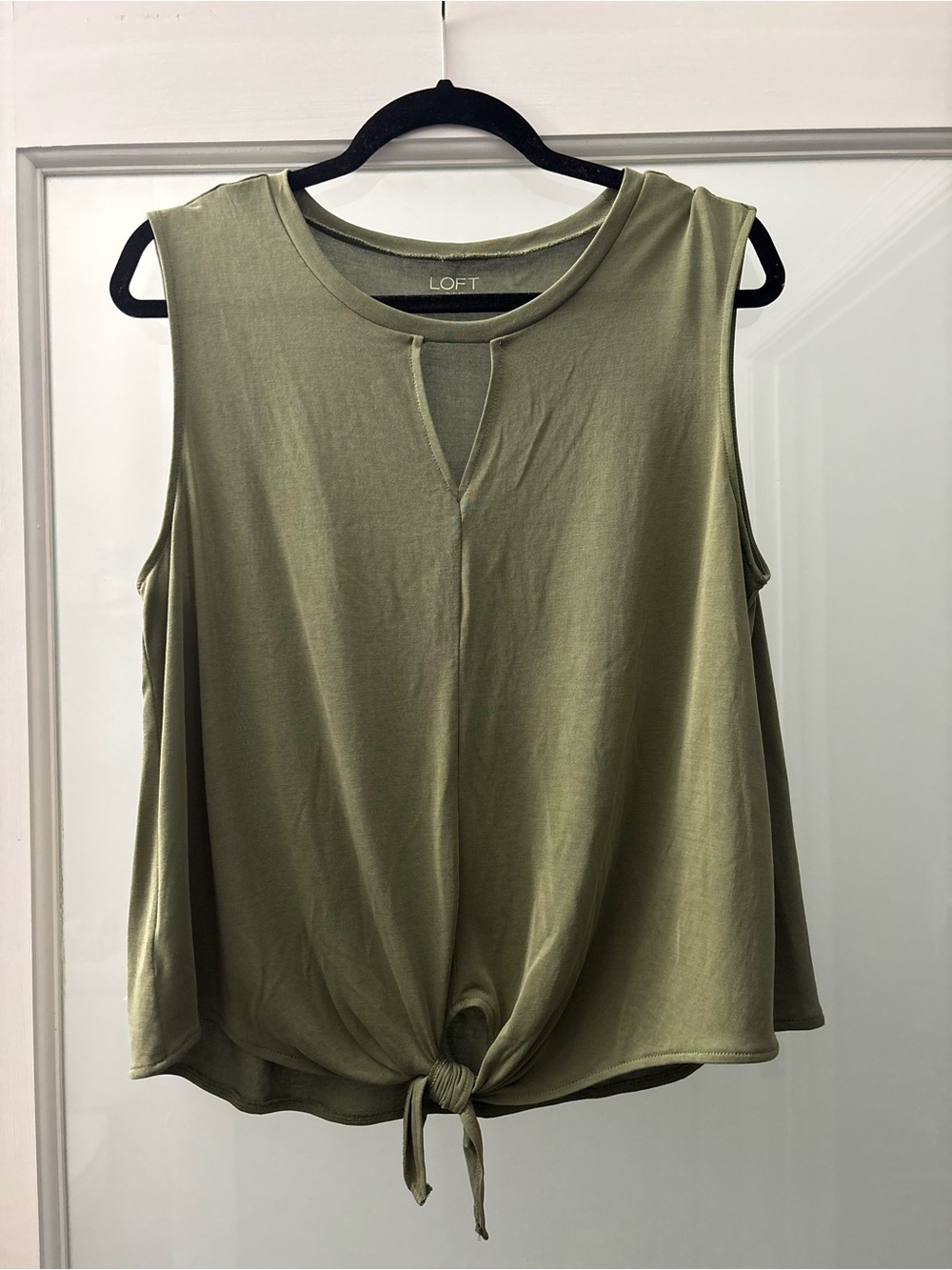 LOFT Olive Tie-Knot Sleeveless Top